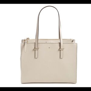 Kate Spade leather tote bag purse grey beige